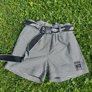 Black and white gingham checkered shorts with adjustable waist size 13y